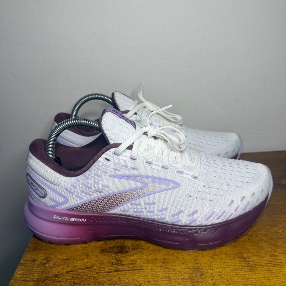 Brooks Glycerin 20 Running Shoes Womens Size 10 White Purple 1203691B168